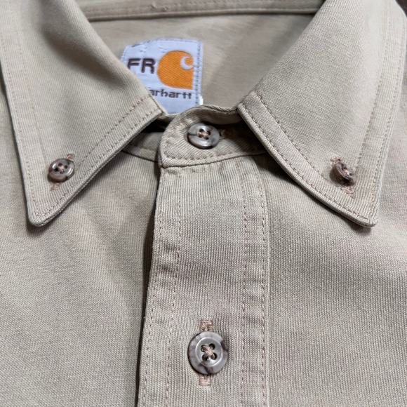 Carhartt Flame Resistant FR MasTec Work Shirt Long Sleeve Tan‎ Mens - Picture 5 of 16